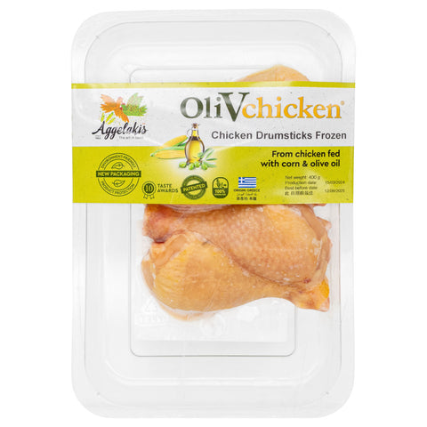 Frozen Chicken Legs Drumsticks and Skin On-Olives Fed "Aggelakis" Greek 390g
