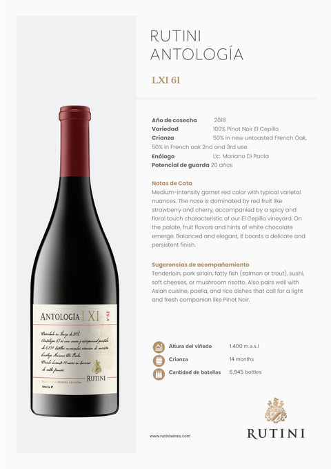 Rutini Antologia LXI Pinot Noir 2018