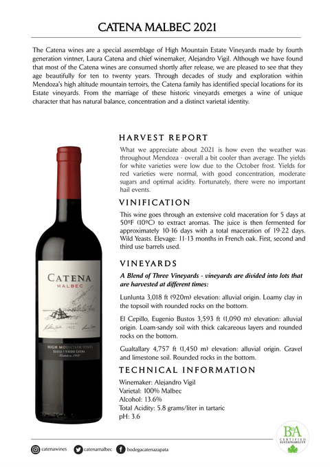 Catena Mendoza Malbec 2021 1.5L