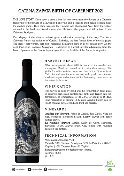 Catena Zapata Birth of Cabernet 2021