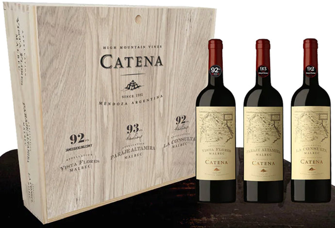Catena Appellation Malbec Trilogy 2019 - Limited Edition - 3 Bottle Wooden Case - Argentina Premium