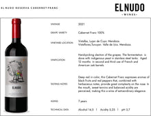 將圖像加載到圖庫查看器中，El Nudo Cabernet Franc 2021 - Argentina Premium
