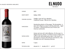 將圖像加載到圖庫查看器中，El Nudo Malbec Reserve 2021 - Argentina Premium
