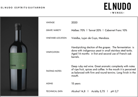 Red Wine - El Nudo Espíritu Guitarrón -Gran Corte- 2020 - Argentina Premium