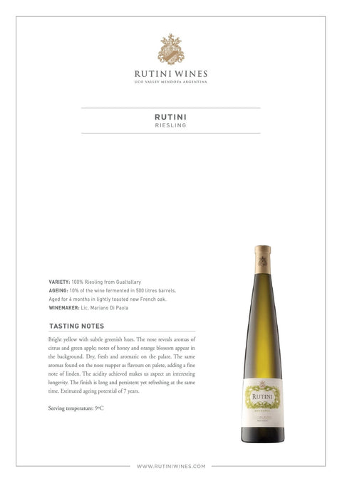 Rutini Riesling - Argentina Premium