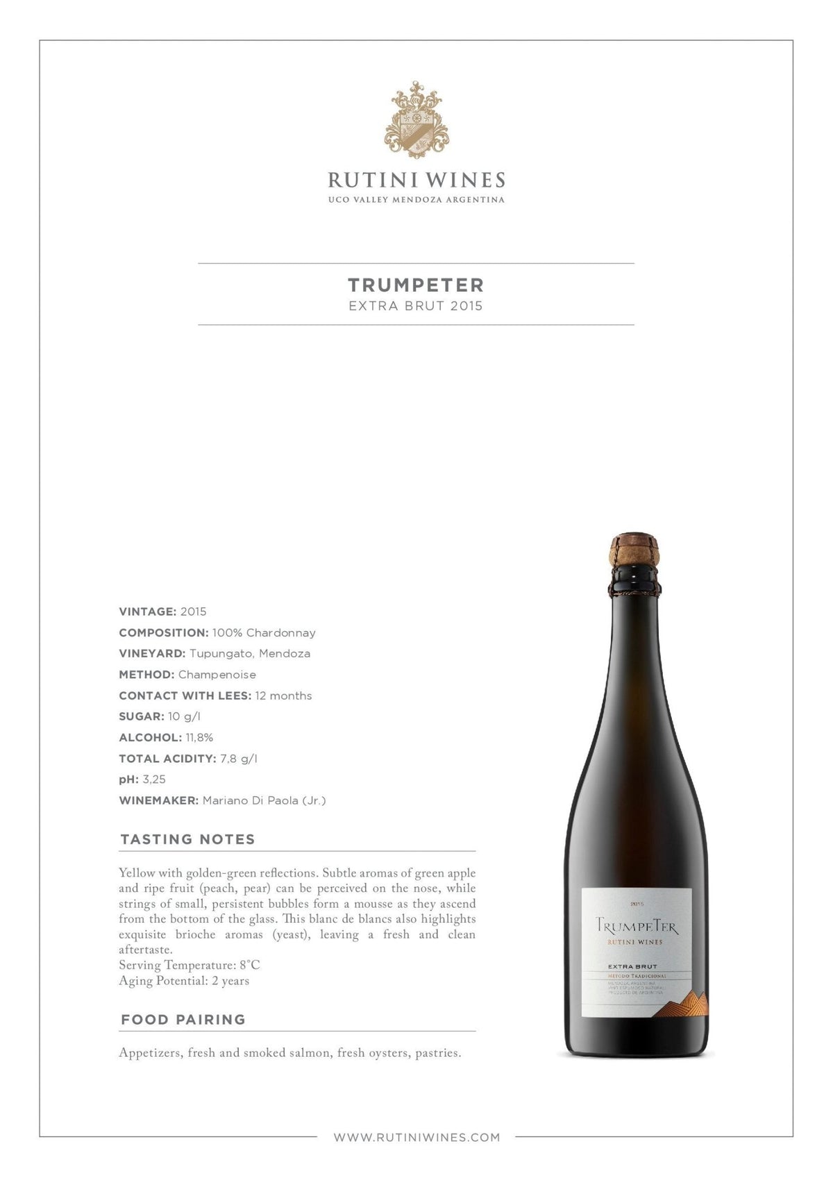 Rutini Trumpeter Extra Brut 2023 – Argentina Premium