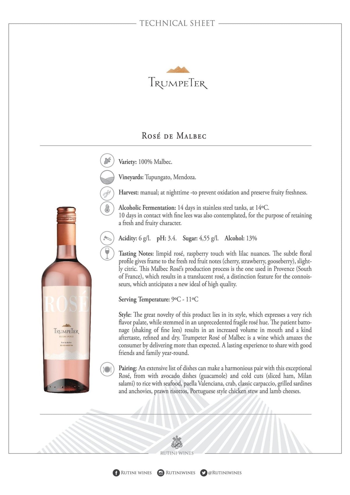 Rutini Trumpeter Rosé de Malbec 2024 – Argentina Premium