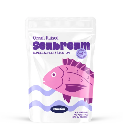 Frozen Seabream Boneless Fillets, Skin On, 500g (Pack of 4)